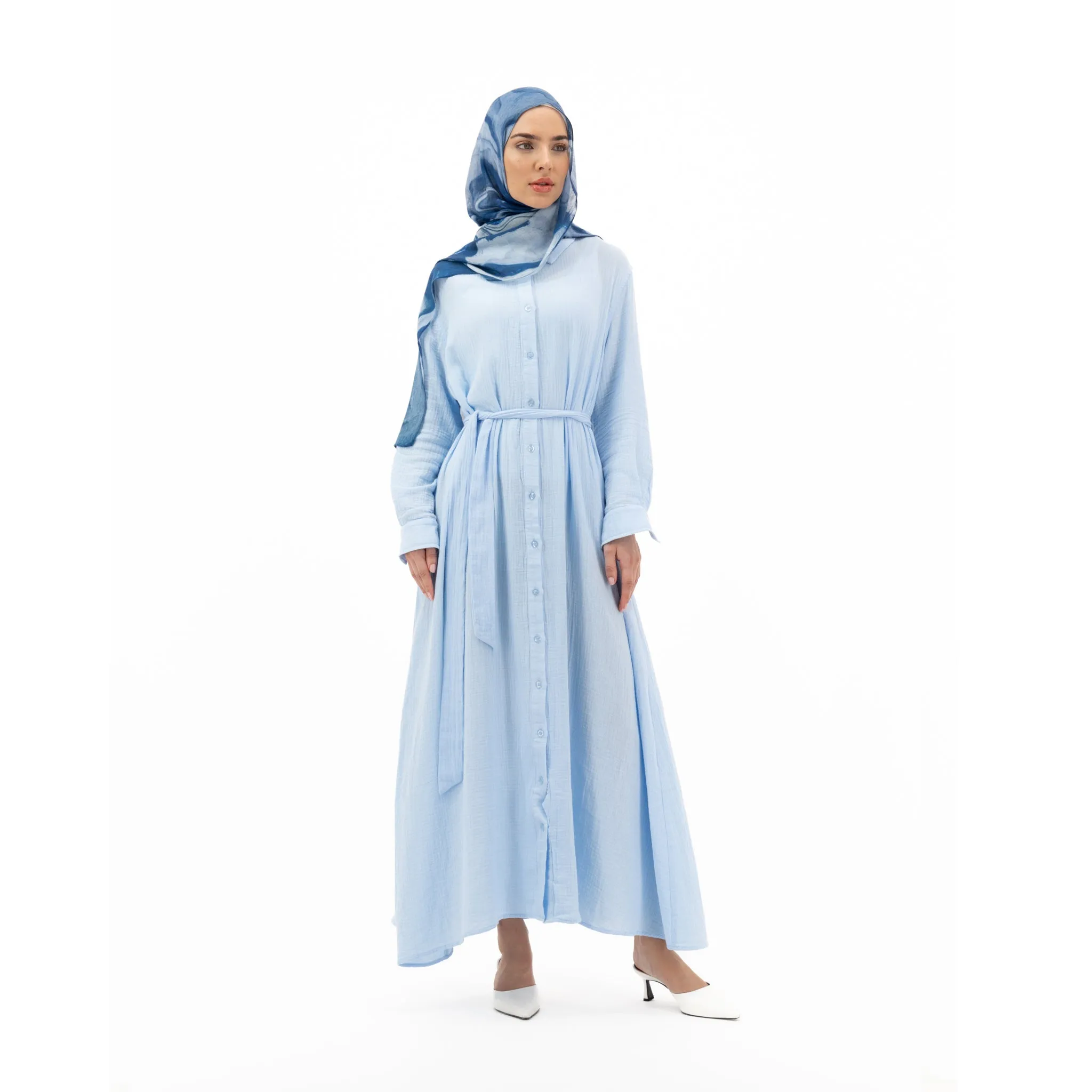 Cotton Maxi Dress - Pastel Blue