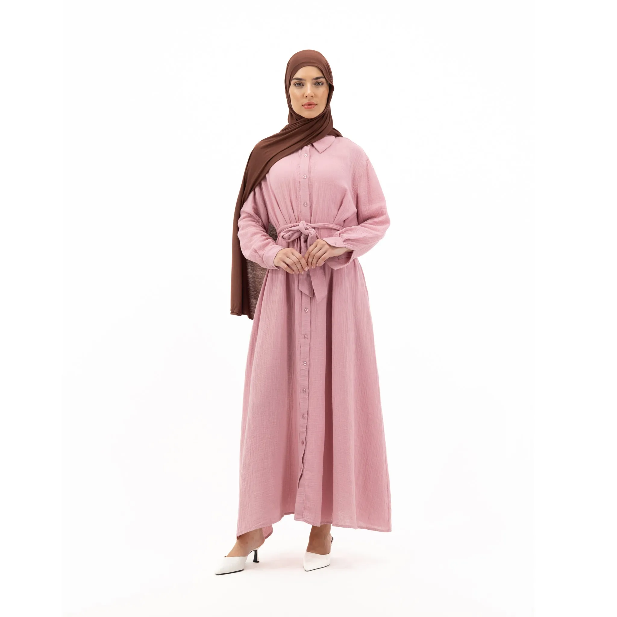 Cotton Maxi Dress - Pastel Pink