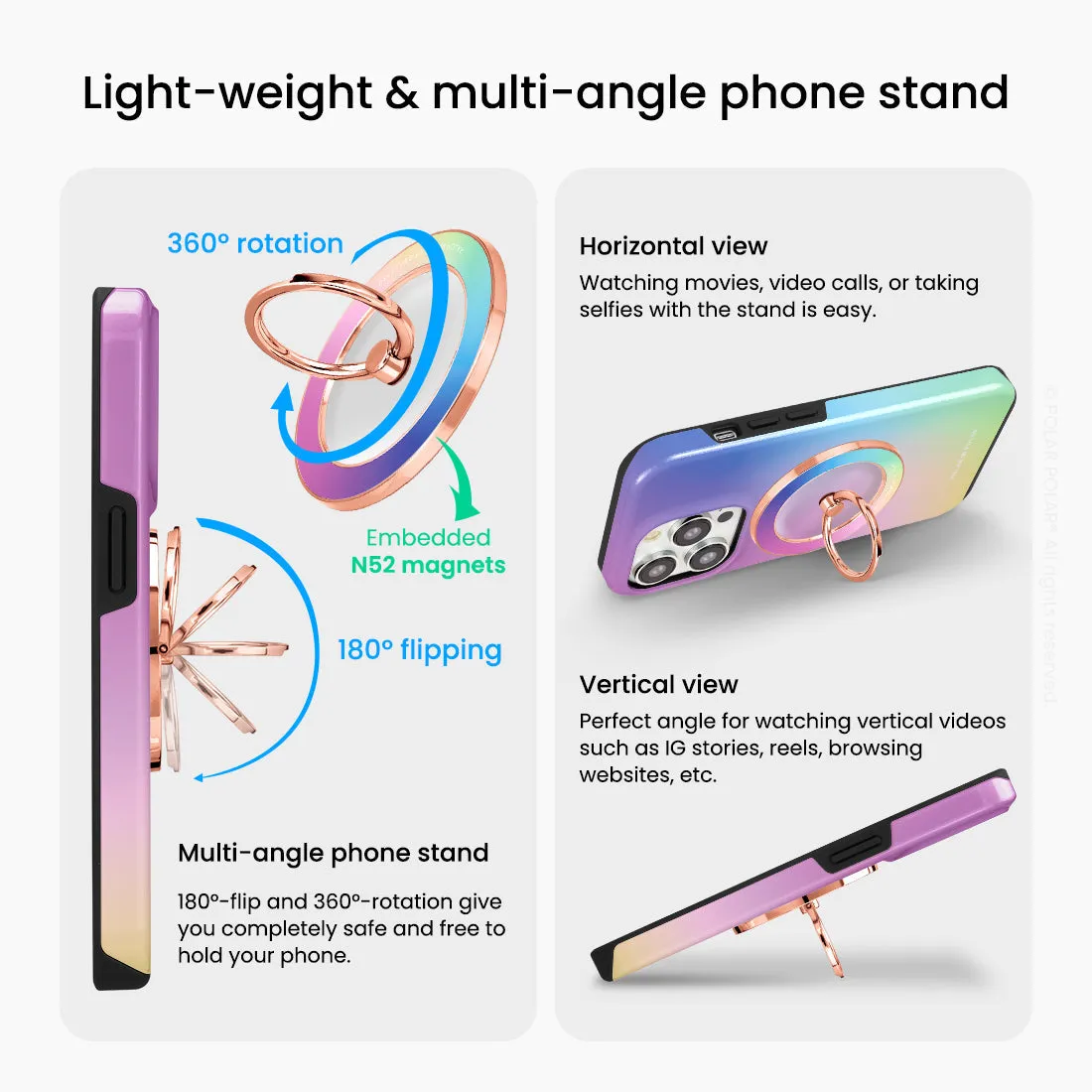 Daydream Holo - Rose Gold MagSafe Phone Grip and Ring Holder Stand