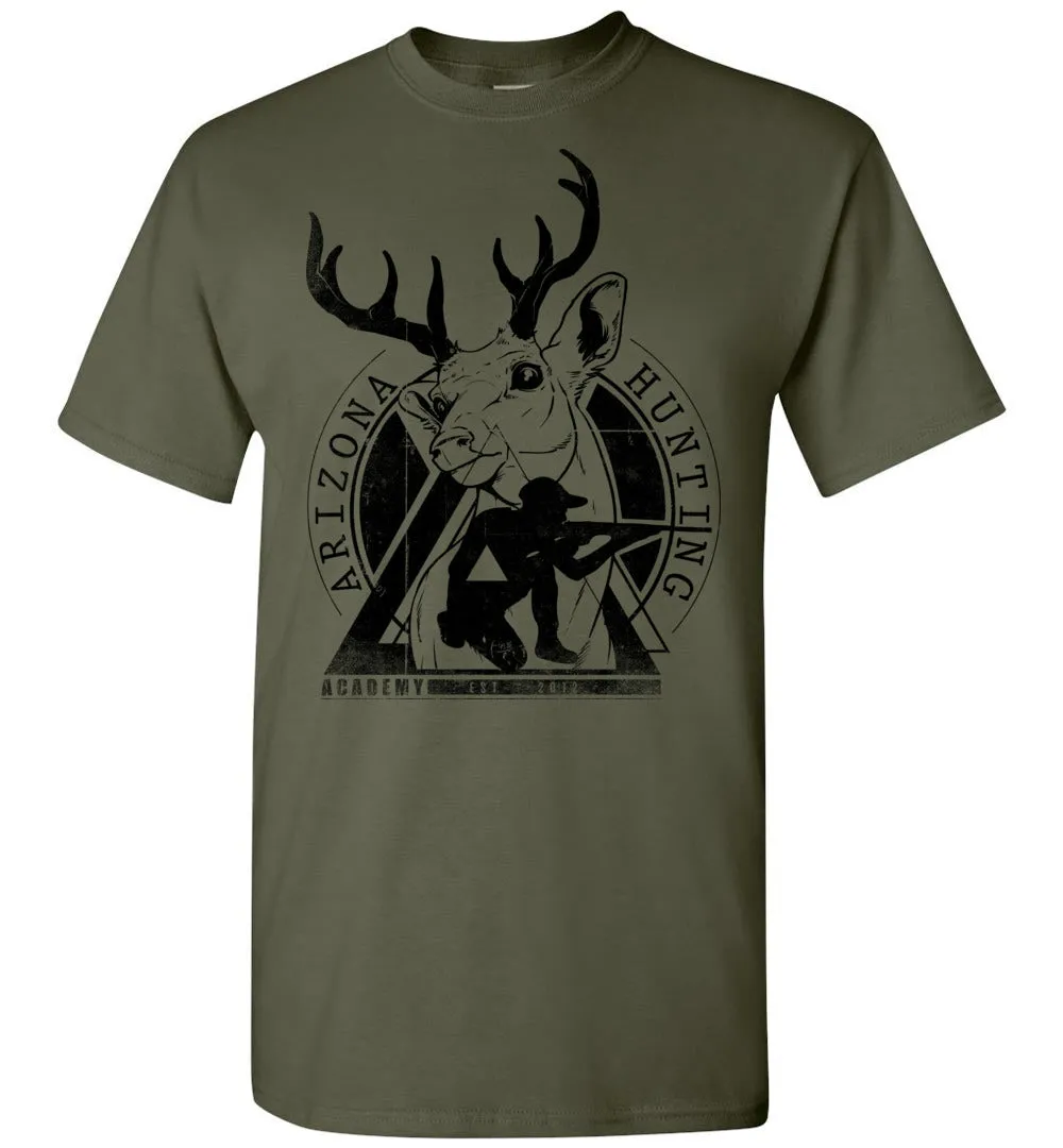 Deer Hunter Shirt - Hunting Arizona - Deer Large Antlers Hunter And Rifle Outdoorsman Tshirt