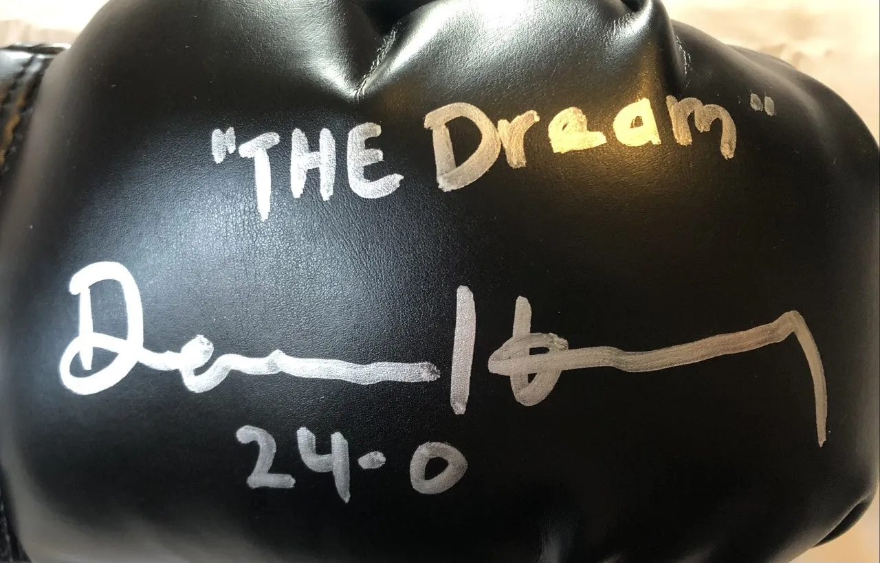 Devin Haney the Dream Autographed Black Boxing Glove signed in silver.