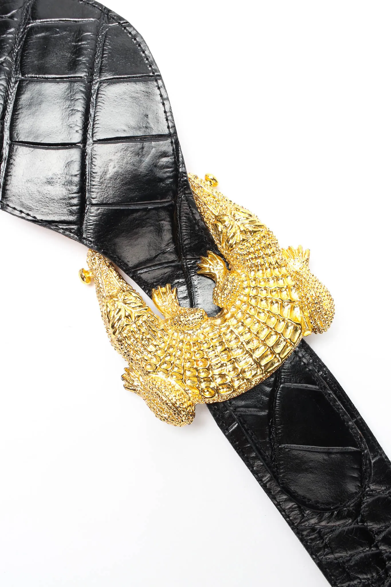 Double Alligator Croc Leather Belt