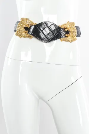 Double Alligator Croc Leather Belt