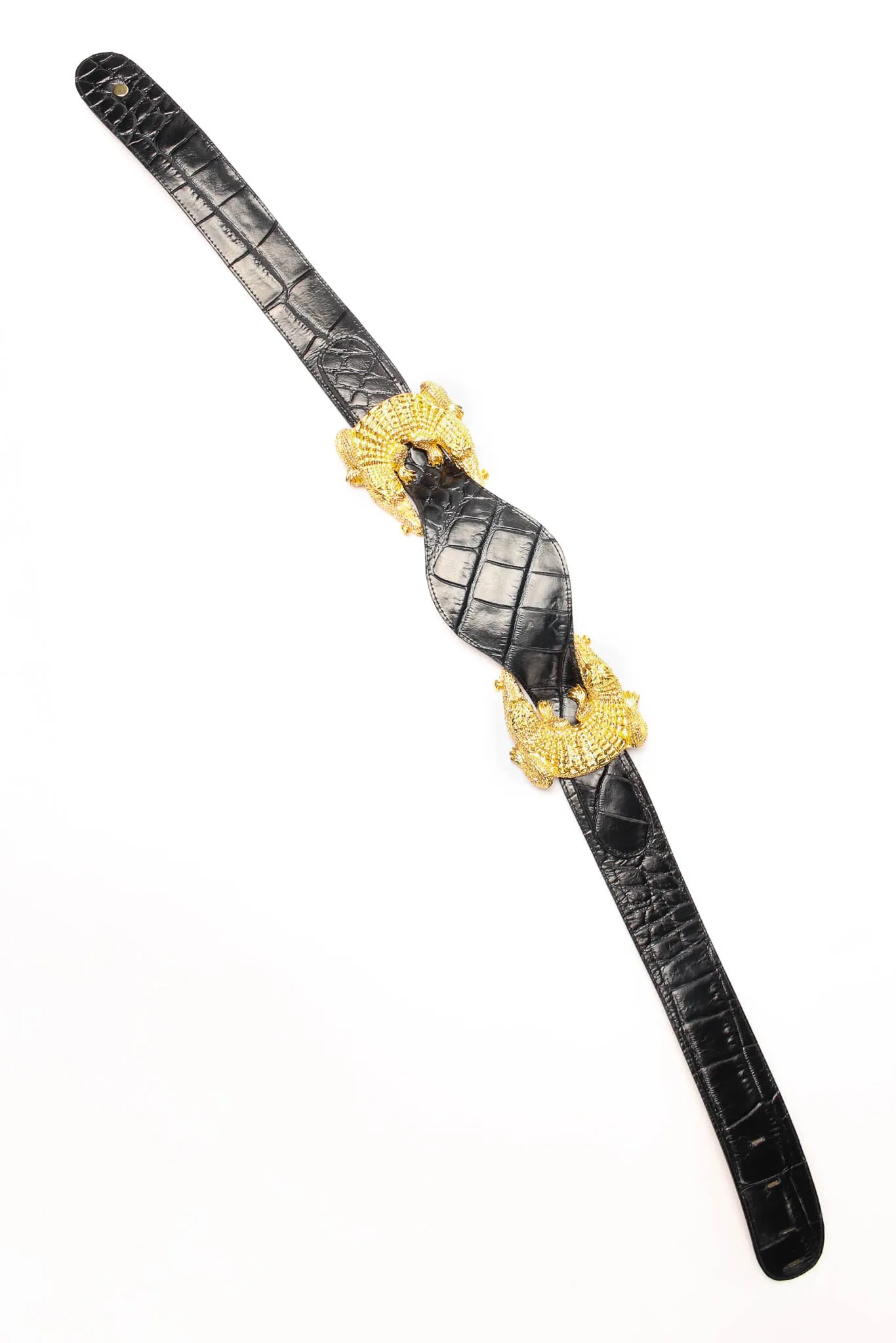 Double Alligator Croc Leather Belt