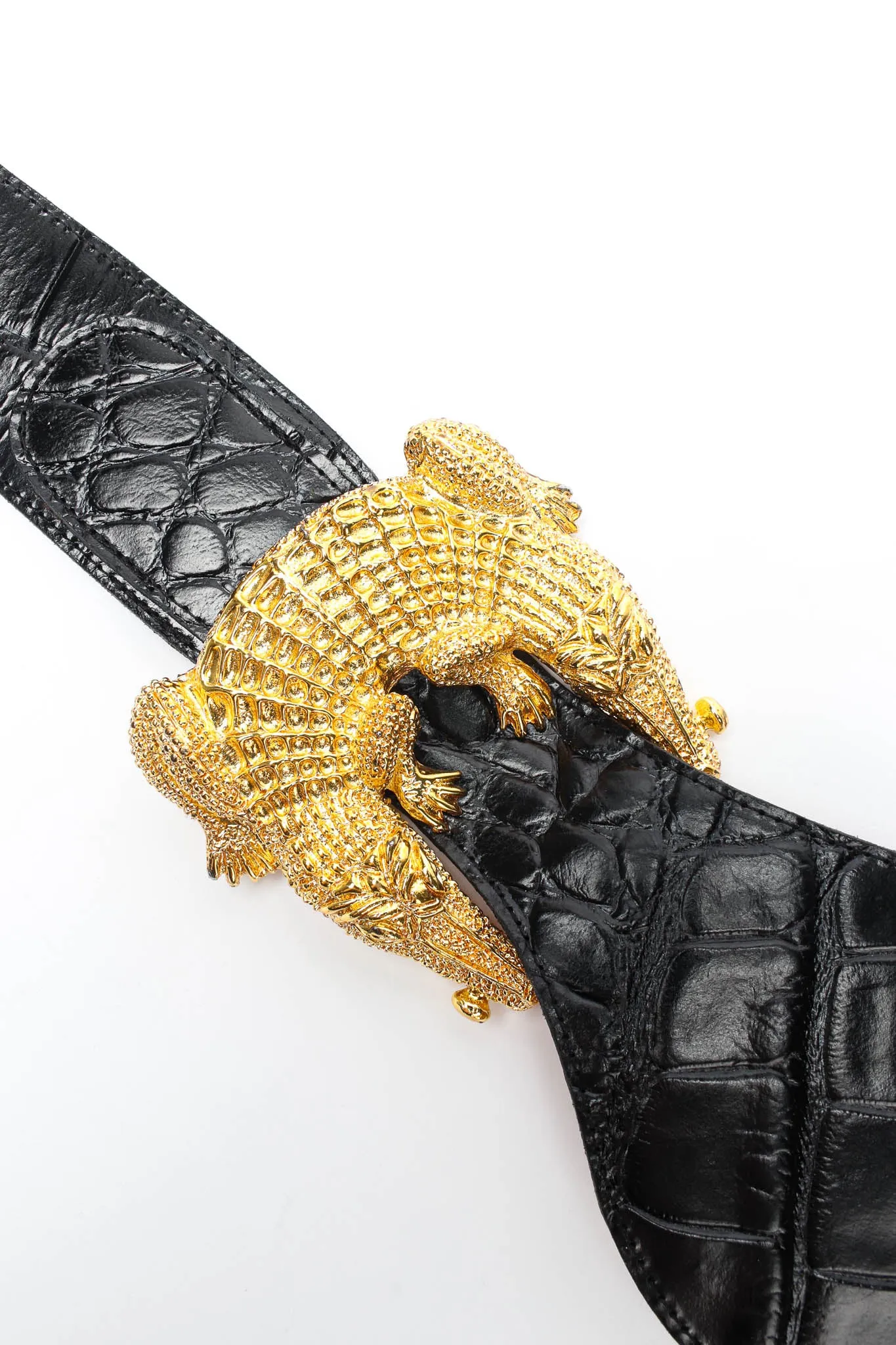 Double Alligator Croc Leather Belt