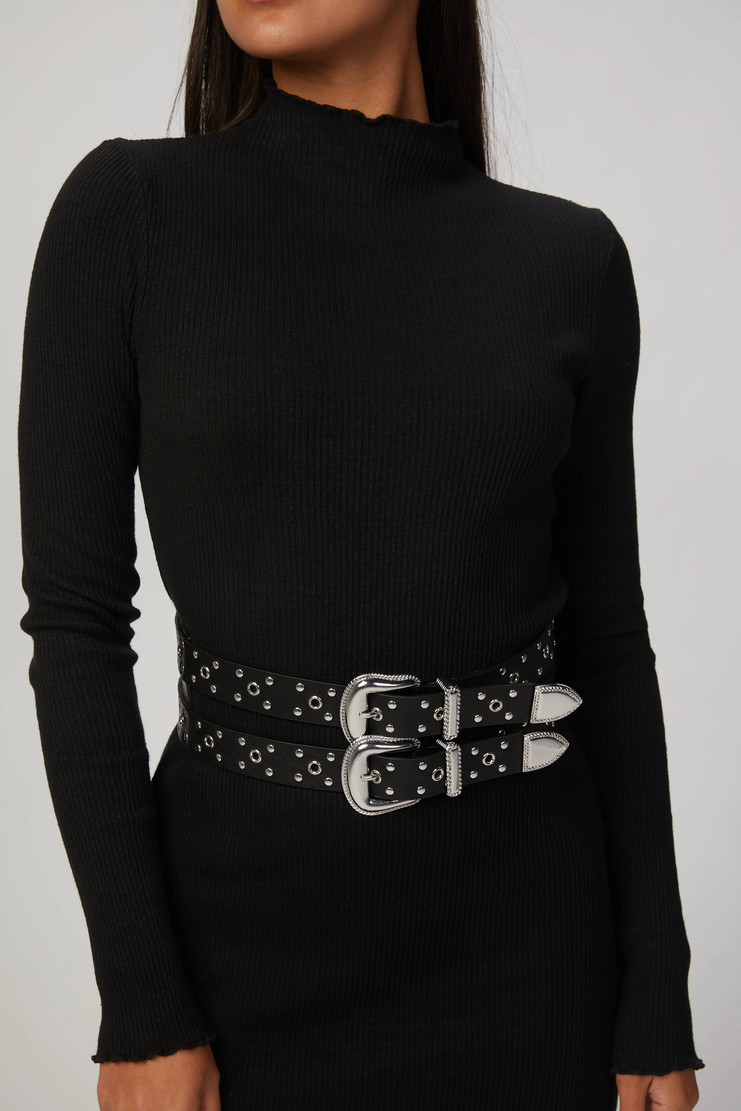 DOUBLE-BUCKLE LEATHER BELT