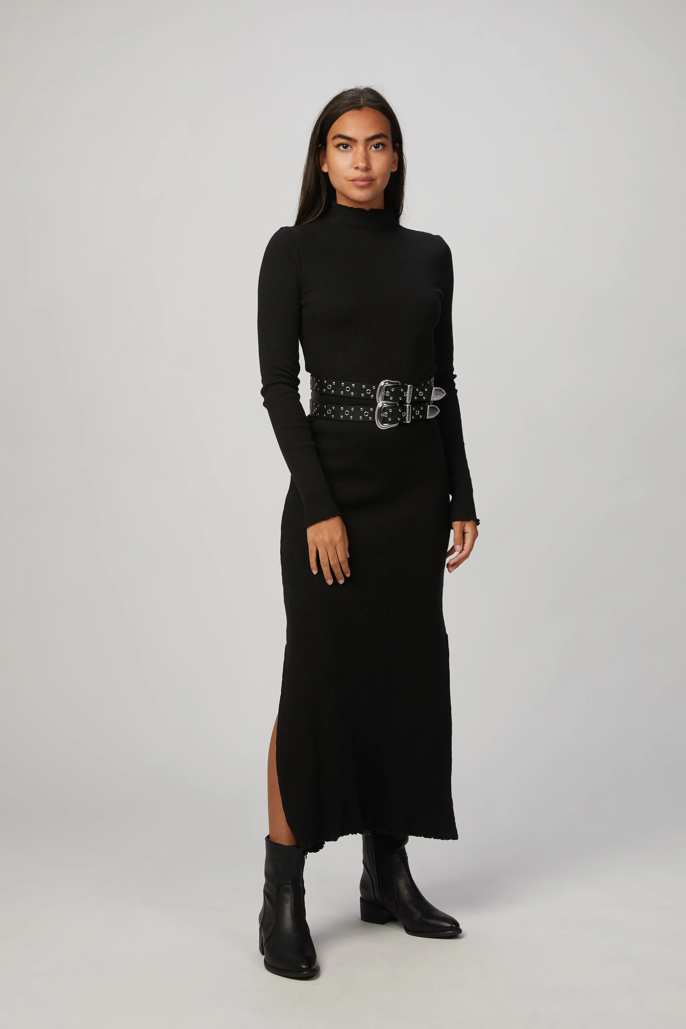 DOUBLE-BUCKLE LEATHER BELT
