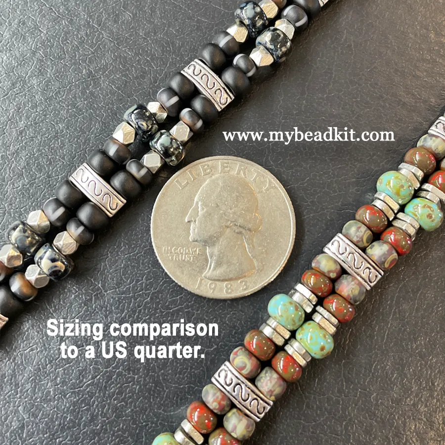 Easy Double-Strand Beaded Bracelet Kit (Black Color Mix)