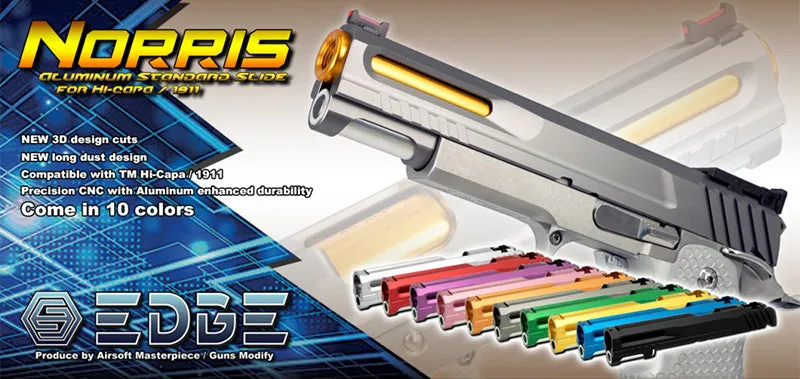 EDGE Custom "NORRIS" Aluminum Standard Slide for Hi-CAPA/1911 (Blue)