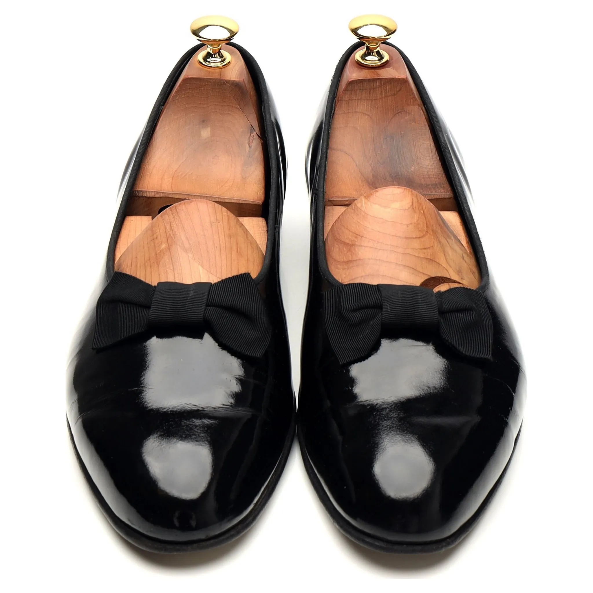 'Edinburgh' Black Patent Leather Opera Pumps Slippers UK 10 D