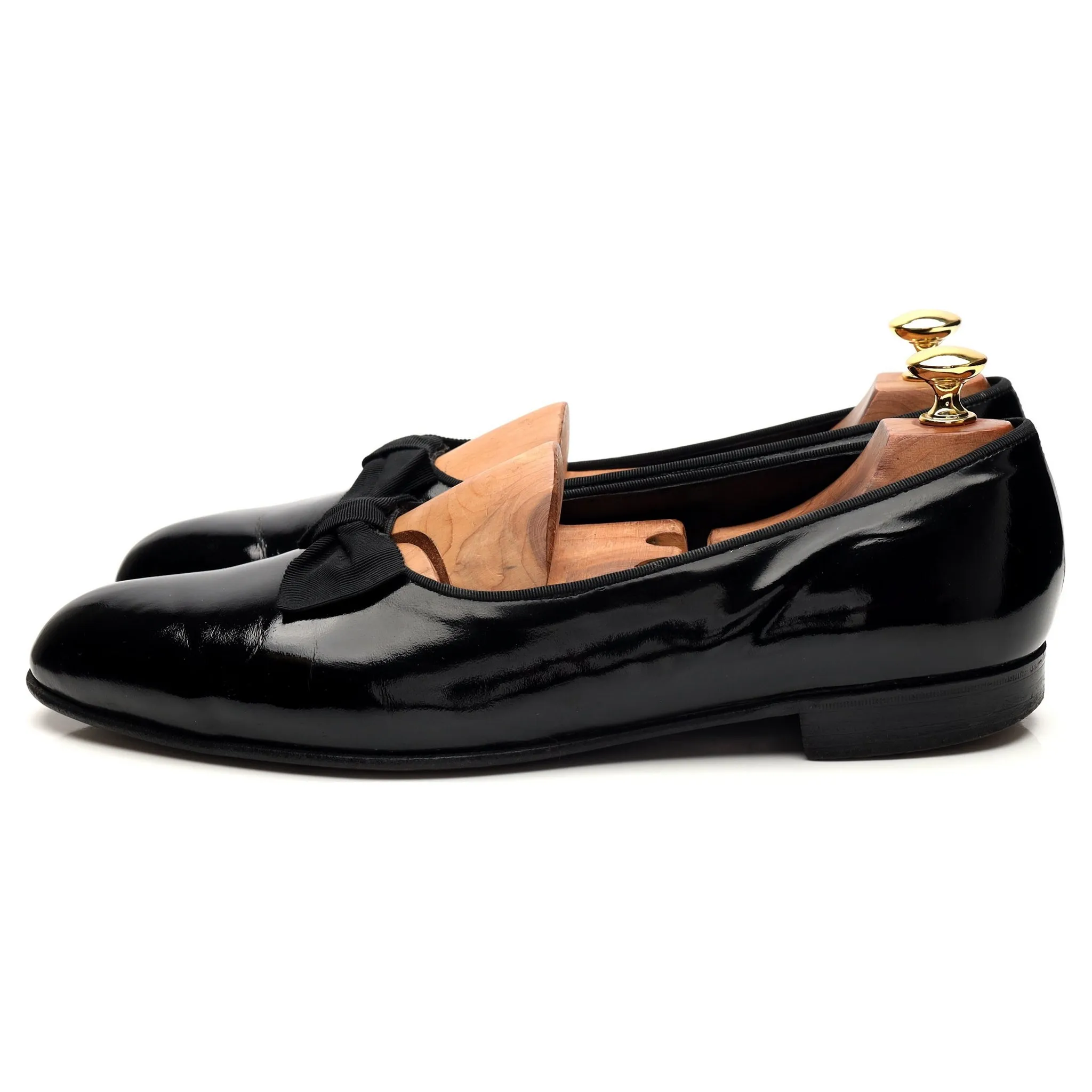 'Edinburgh' Black Patent Leather Opera Pumps Slippers UK 10 D