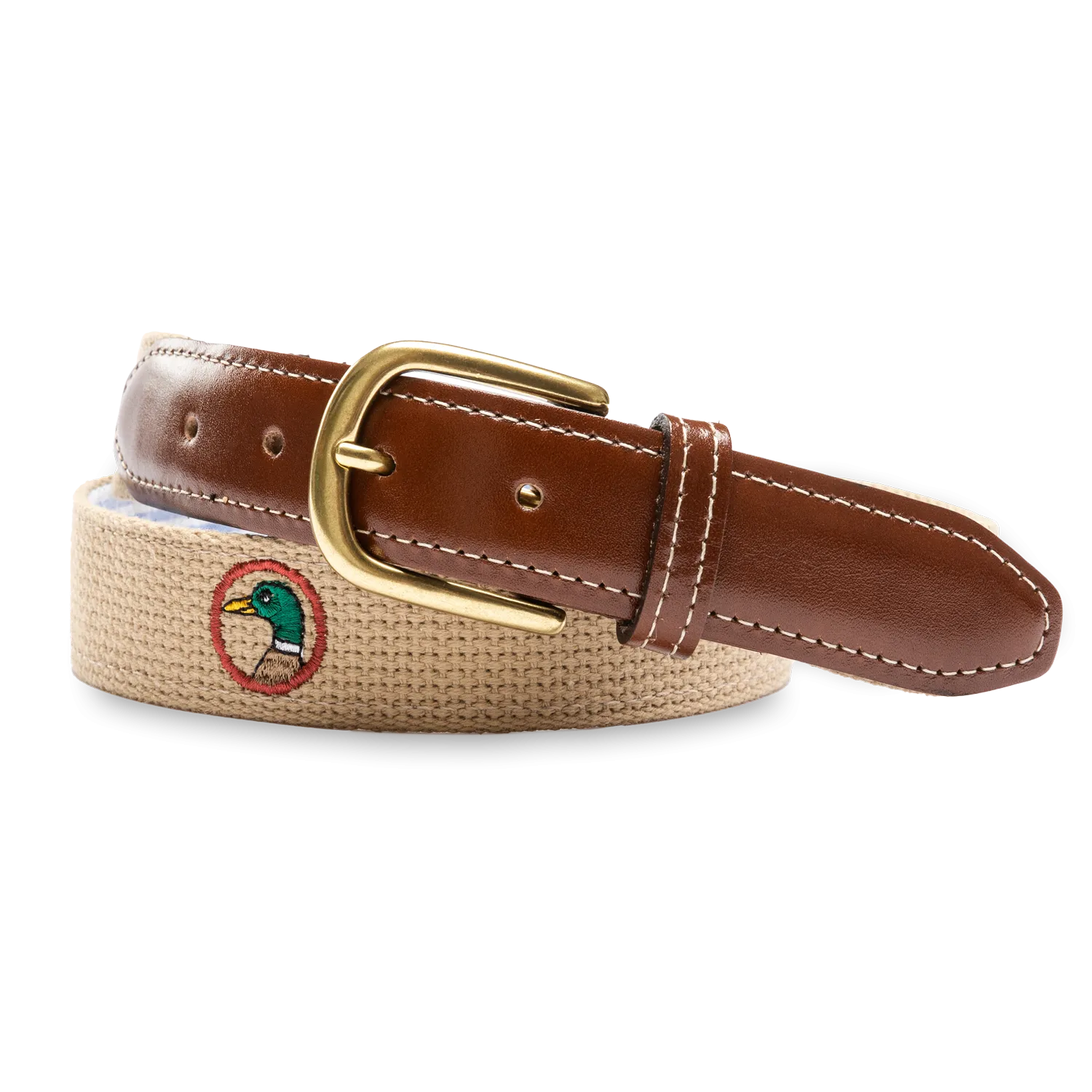 Embroidered Logo Web Belt - Khaki