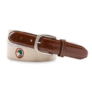 Embroidered Logo Web Belt - Stone