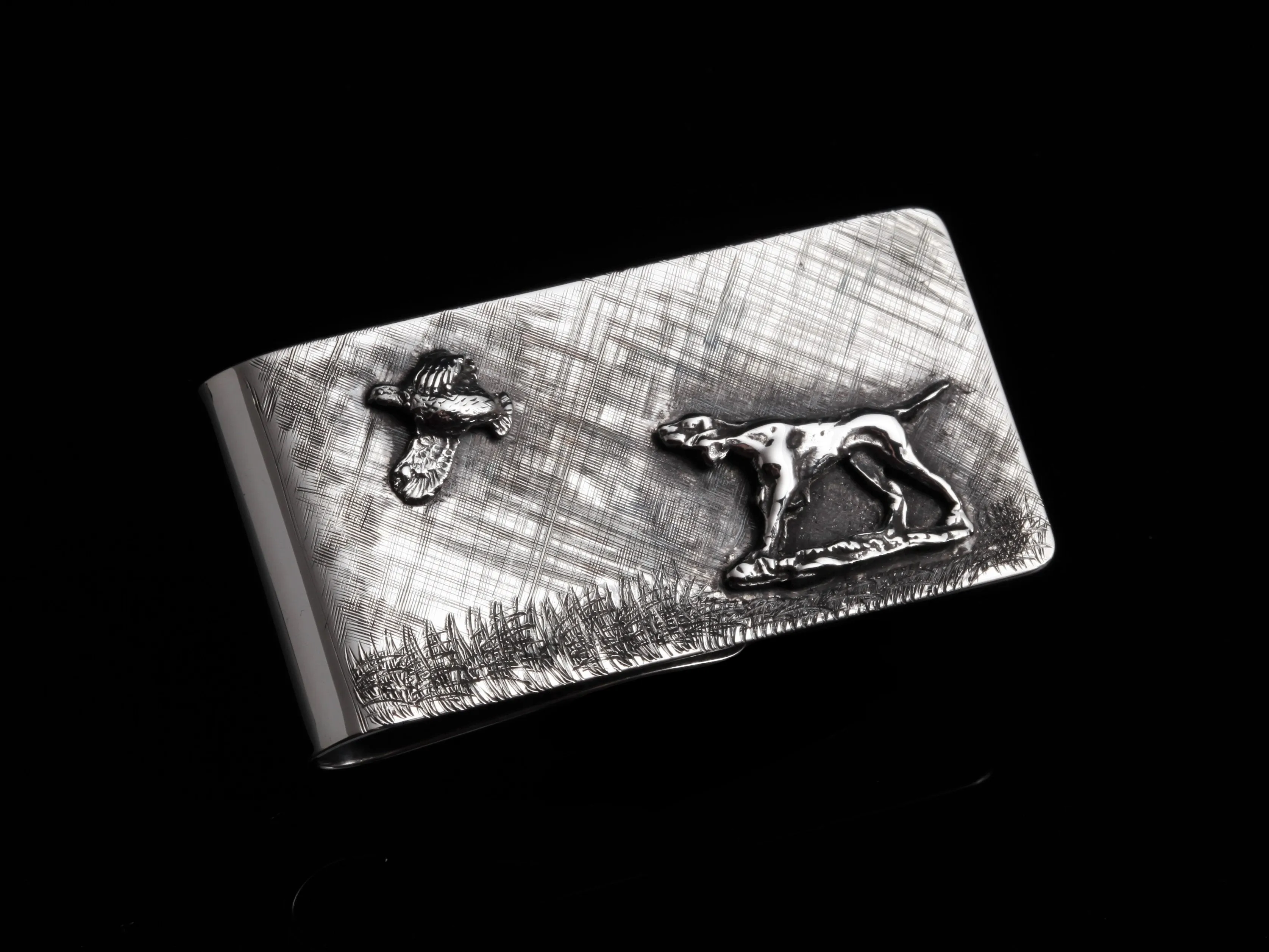 Executive Dog Money Clip, Hunting Scene