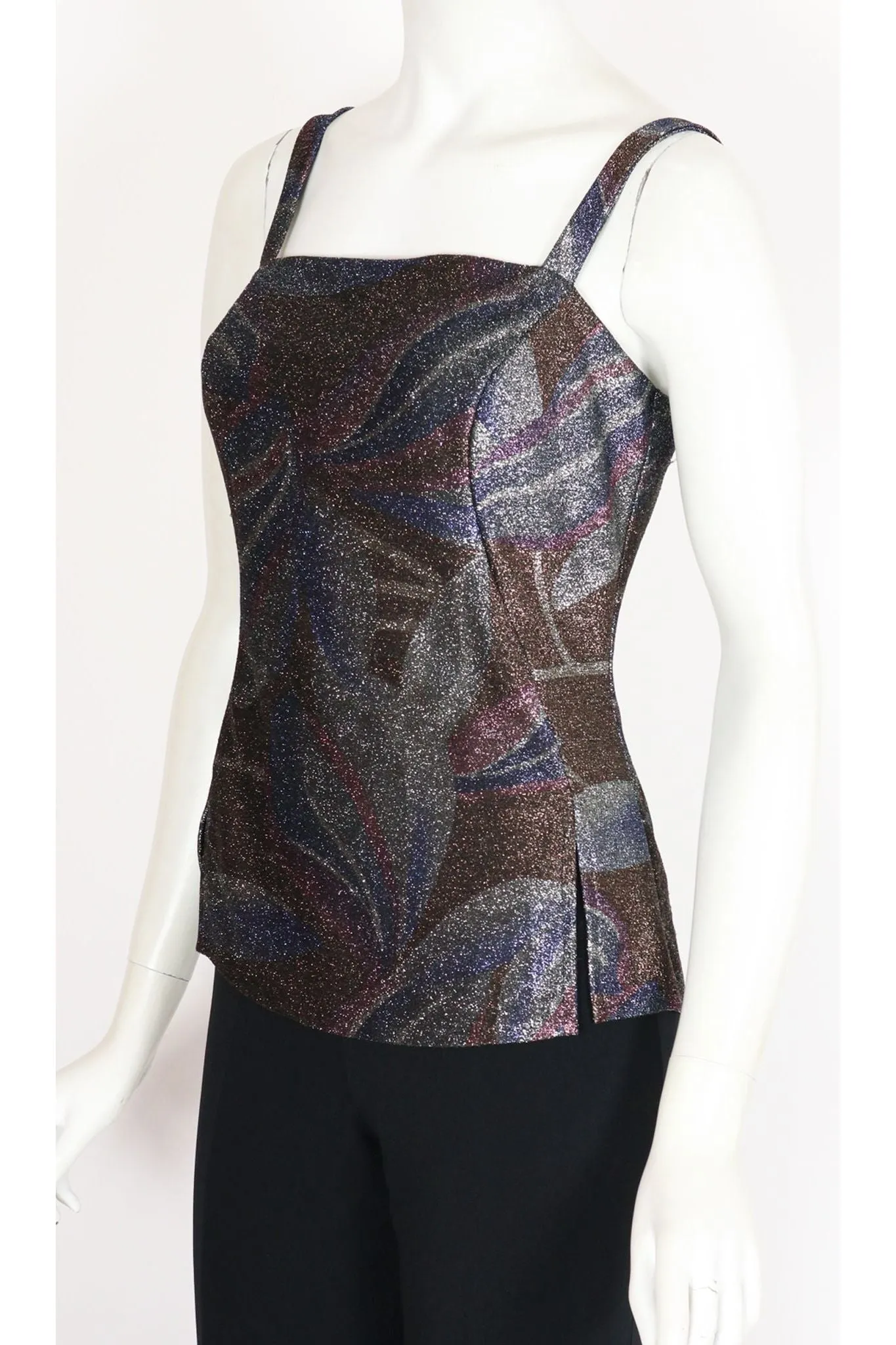 FANTASIA Metallic Strappy Camisole With Side Slits