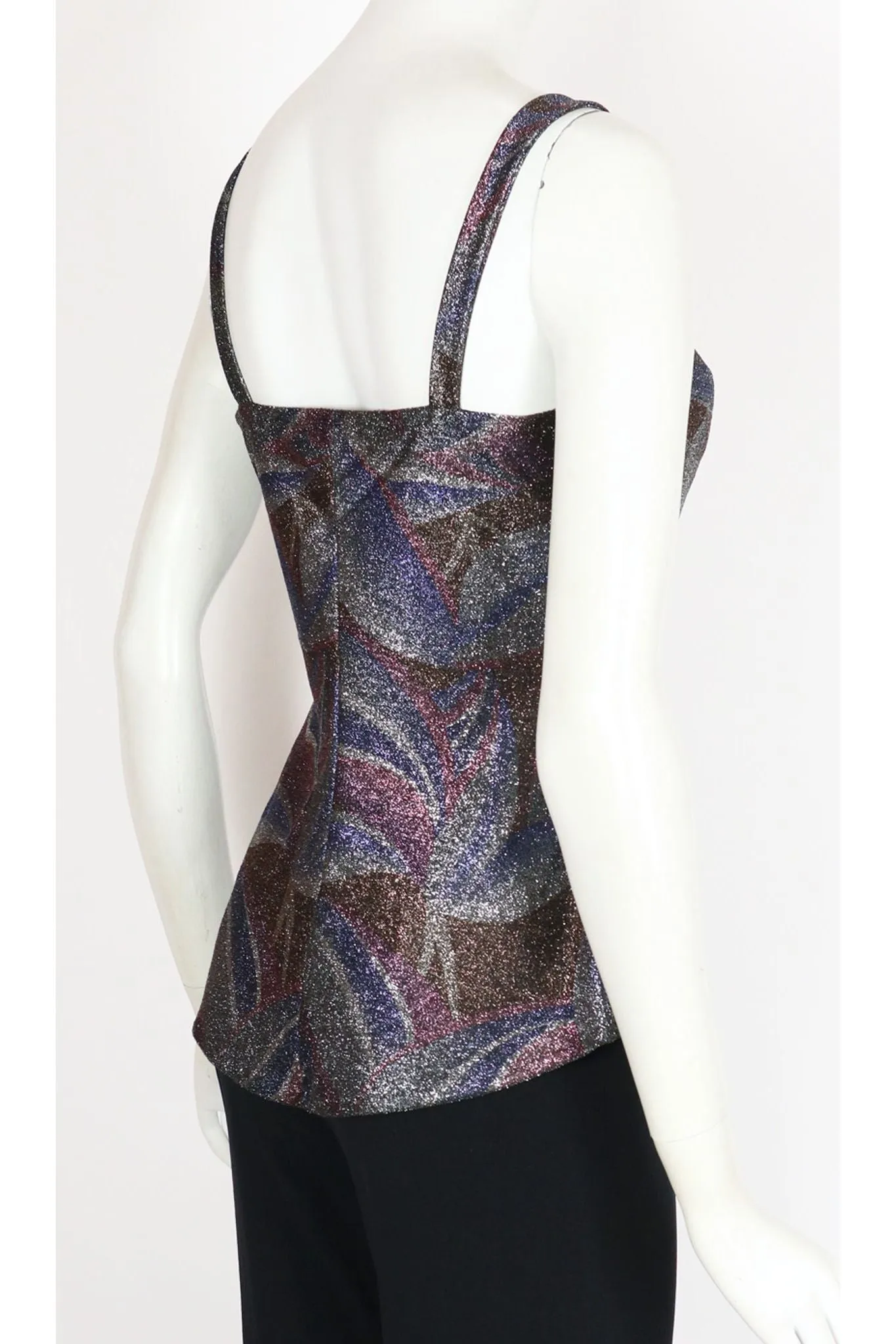 FANTASIA Metallic Strappy Camisole With Side Slits