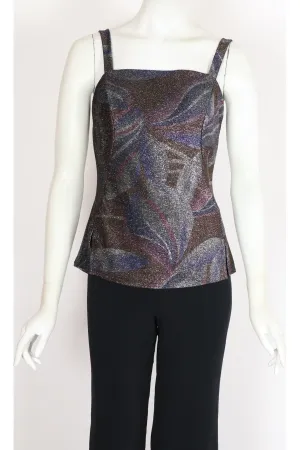 FANTASIA Metallic Strappy Camisole With Side Slits