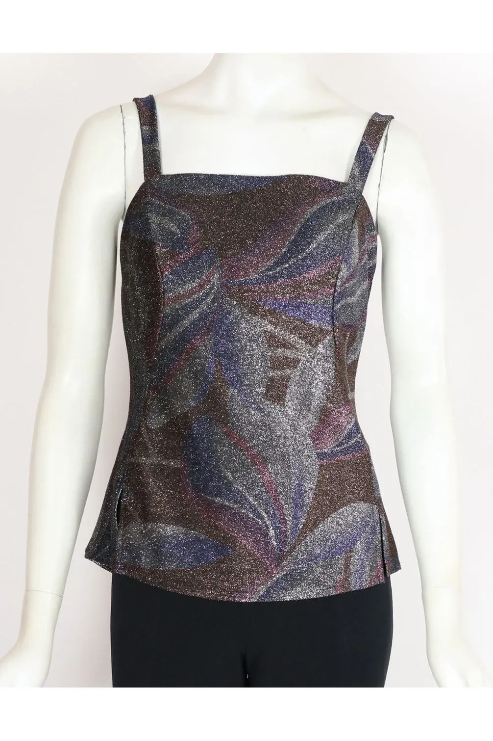 FANTASIA Metallic Strappy Camisole With Side Slits
