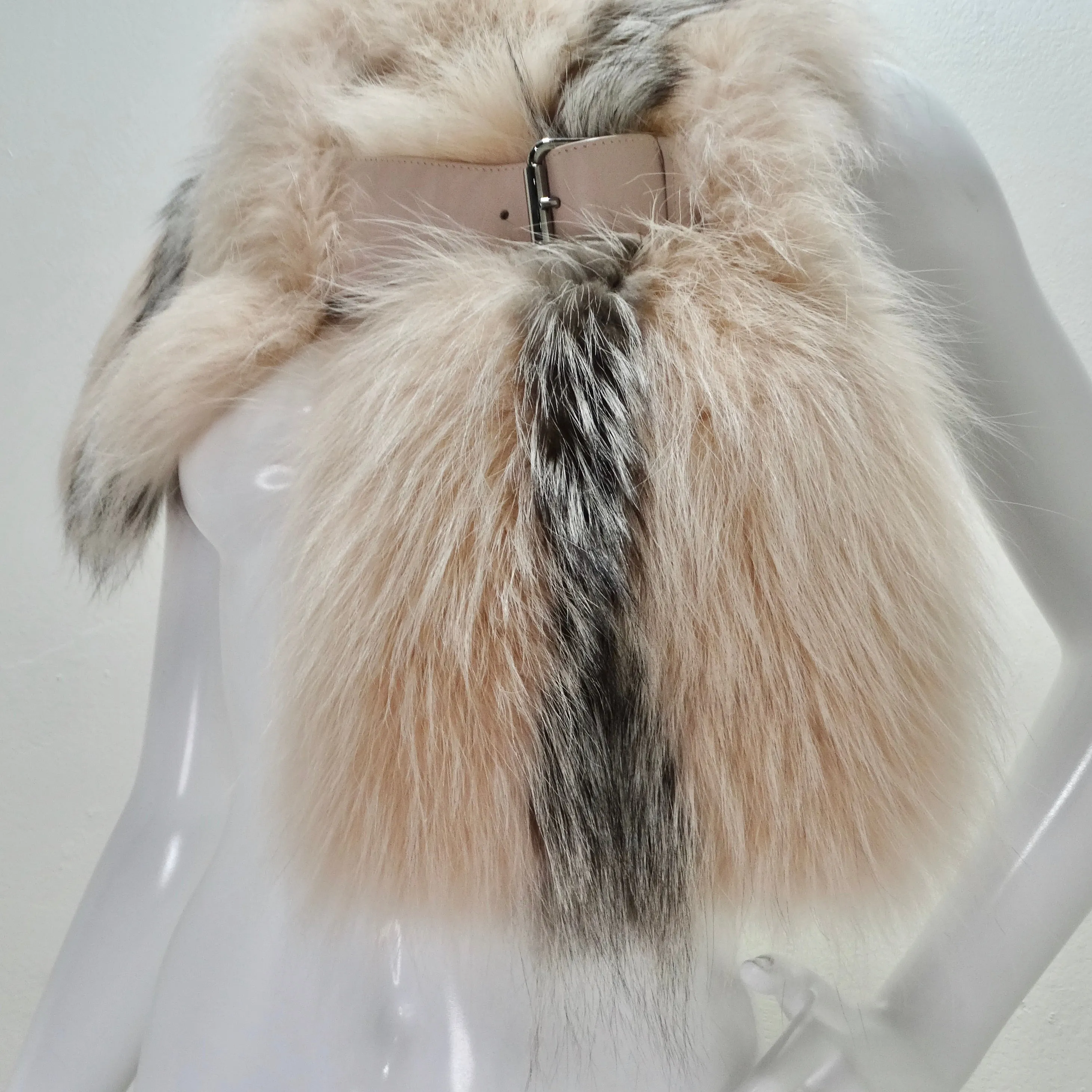 Fendi Fox Fur Buckle Shawl