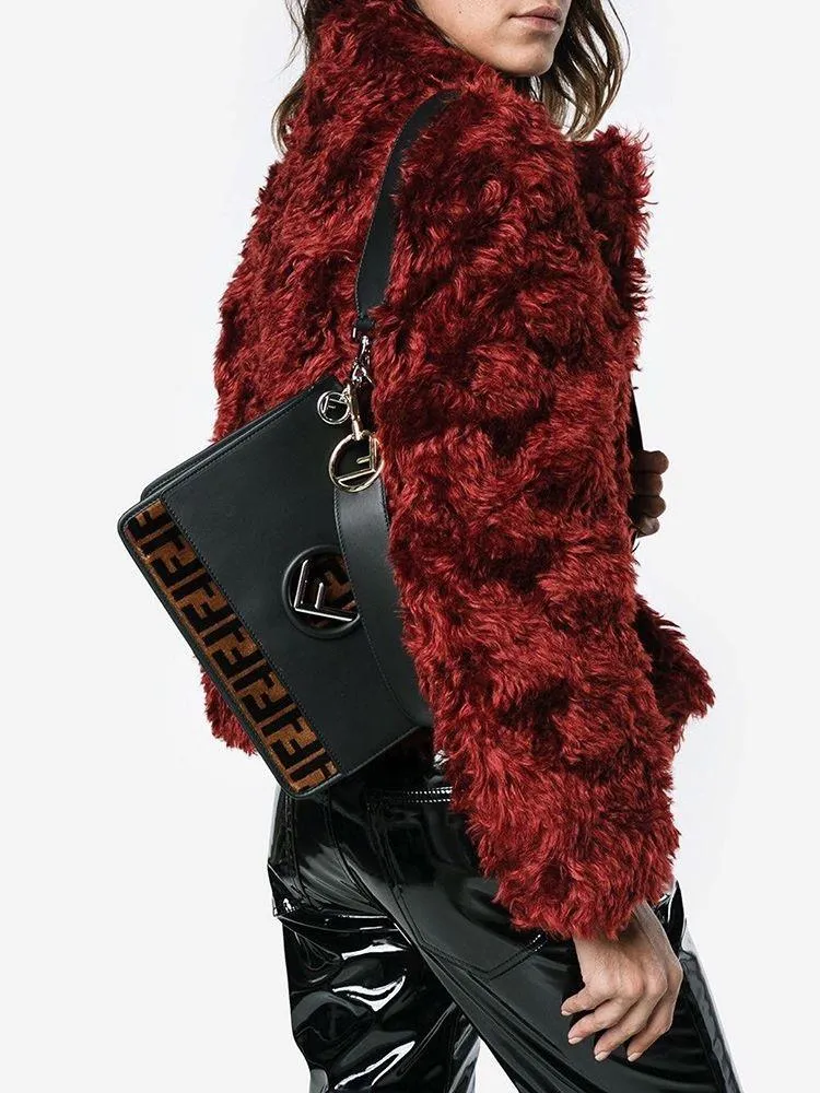 Fendi Kan I FF Logo Velvet Bag