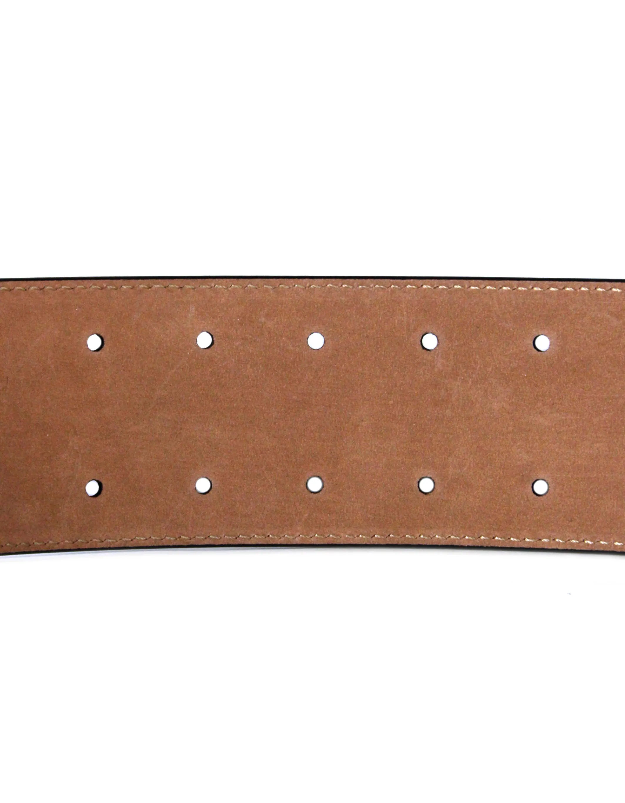 Fendi NWT Black Leather Wide Logo Belt sz 85/34"