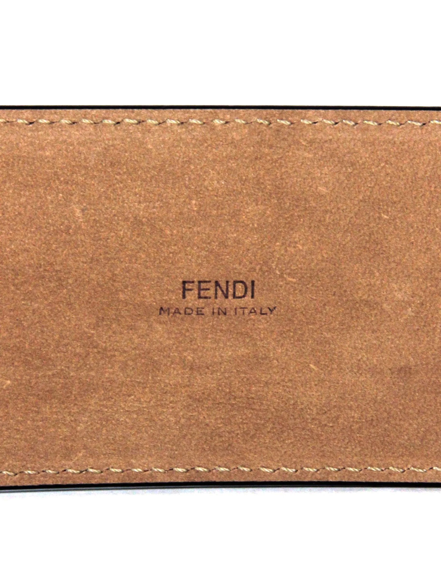 Fendi NWT Black Leather Wide Logo Belt sz 85/34"