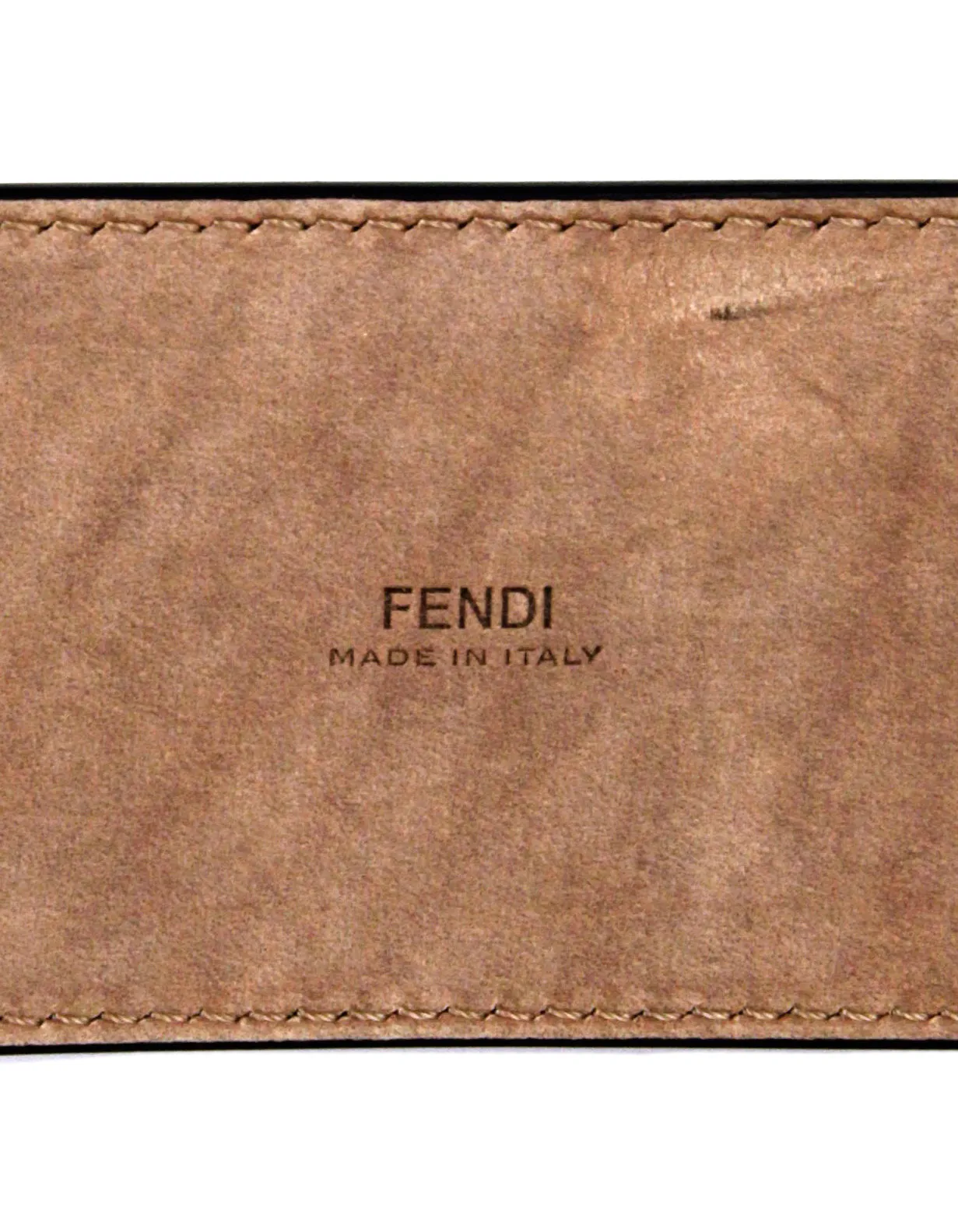 Fendi NWT Brown Leather Wide Logo Belt sz 85/34"