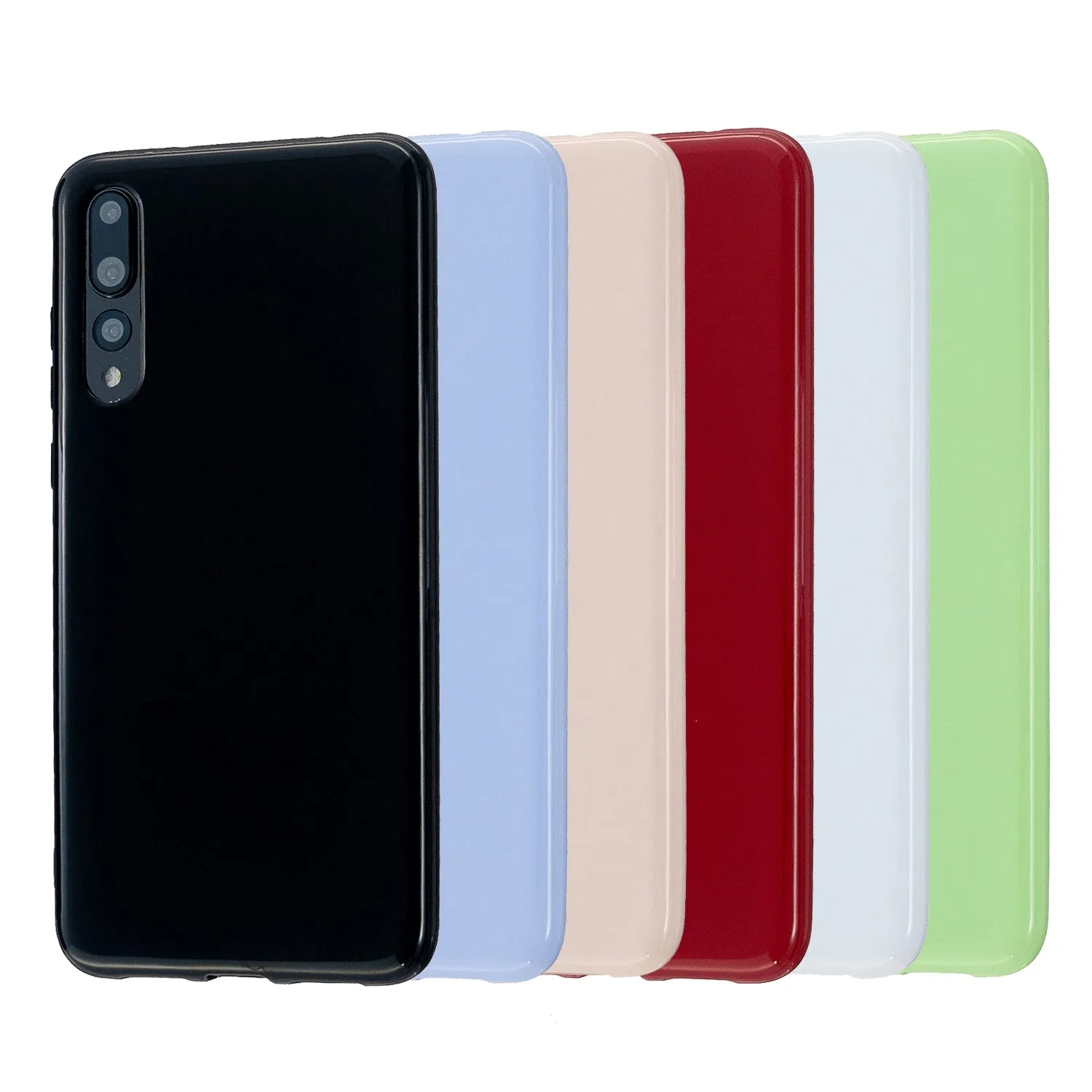 For HUAWEI P20/P20 Lite/P20 Pro Cellphone Case Simple Profile Soft TPU Phone Case Anti-Slip Smartphone Cover Sakura pink