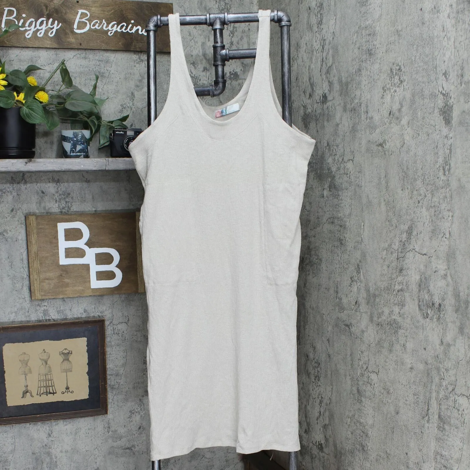 FP Beach by Free People Women's Be Happy Pinafore Dress Light Grey Small