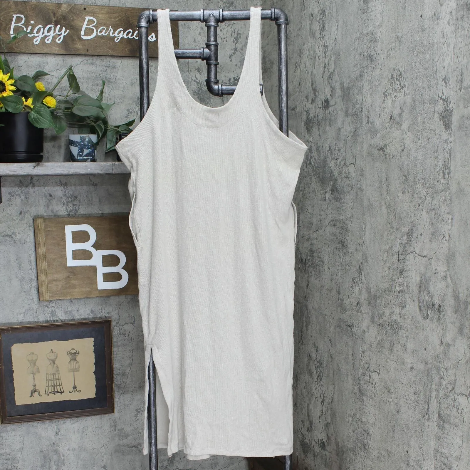 FP Beach by Free People Women's Be Happy Pinafore Dress Light Grey Small