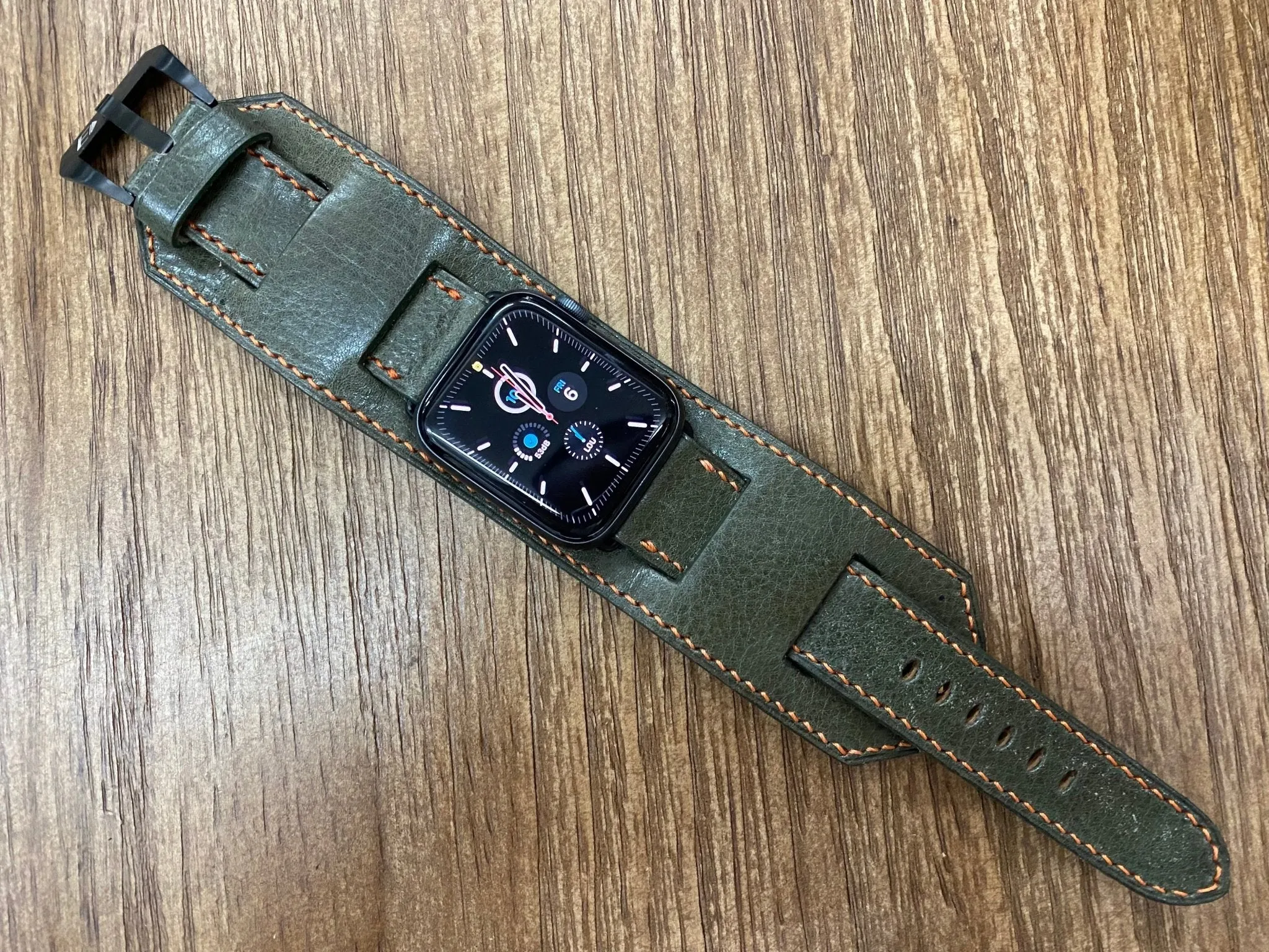 Genuine Leather Apple Watch Band, Greyish Green iWatch Band for Series 6 44mm, Trendy Apple Watch straps, Smart Watch Band, Gift Ideas for him