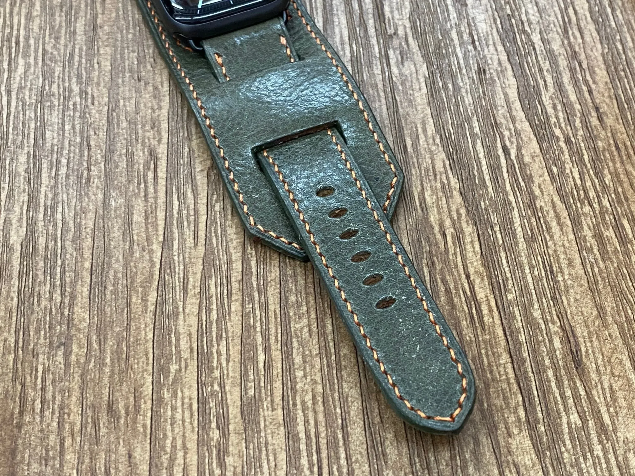 Genuine Leather Apple Watch Band, Greyish Green iWatch Band for Series 6 44mm, Trendy Apple Watch straps, Smart Watch Band, Gift Ideas for him