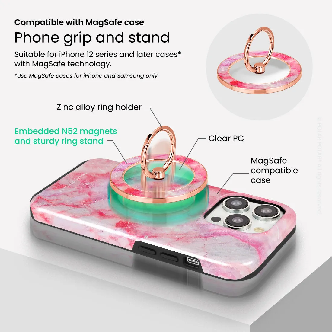 Gloaming Island - Rose Gold MagSafe Phone Grip and Ring Holder Stand