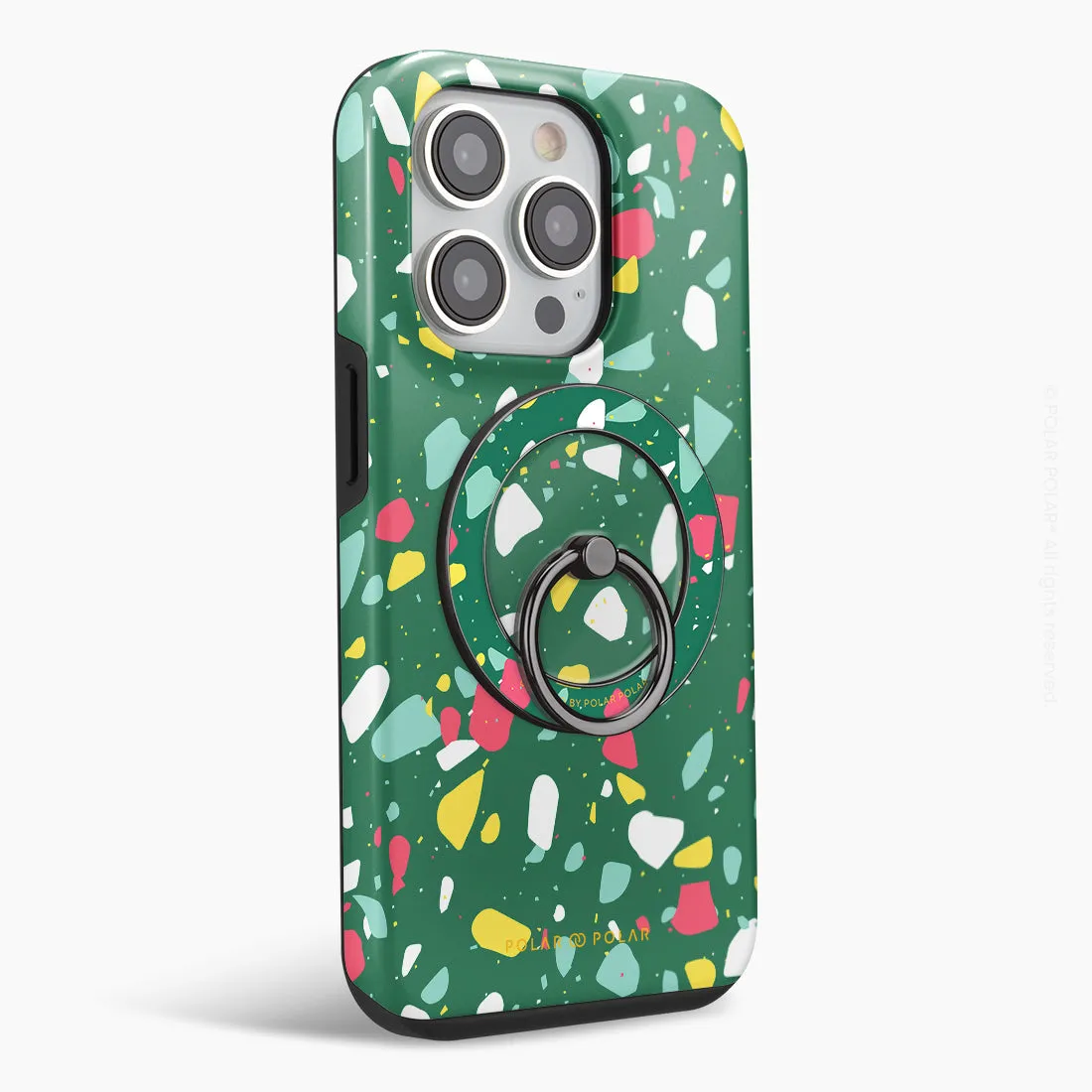 Greenfield Terrazzo - Black MagSafe Phone Grip and Ring Holder Stand