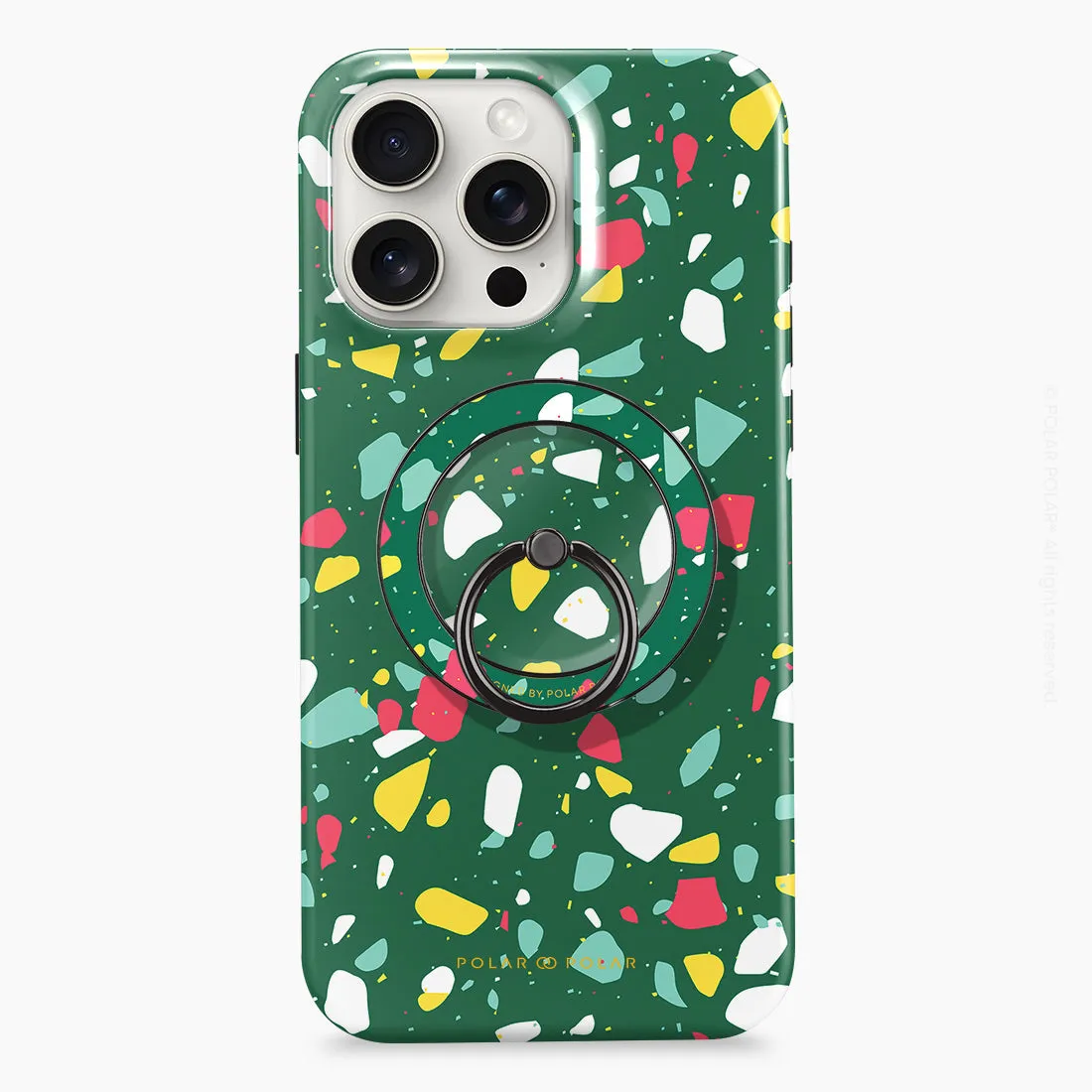 Greenfield Terrazzo - Black MagSafe Phone Grip and Ring Holder Stand
