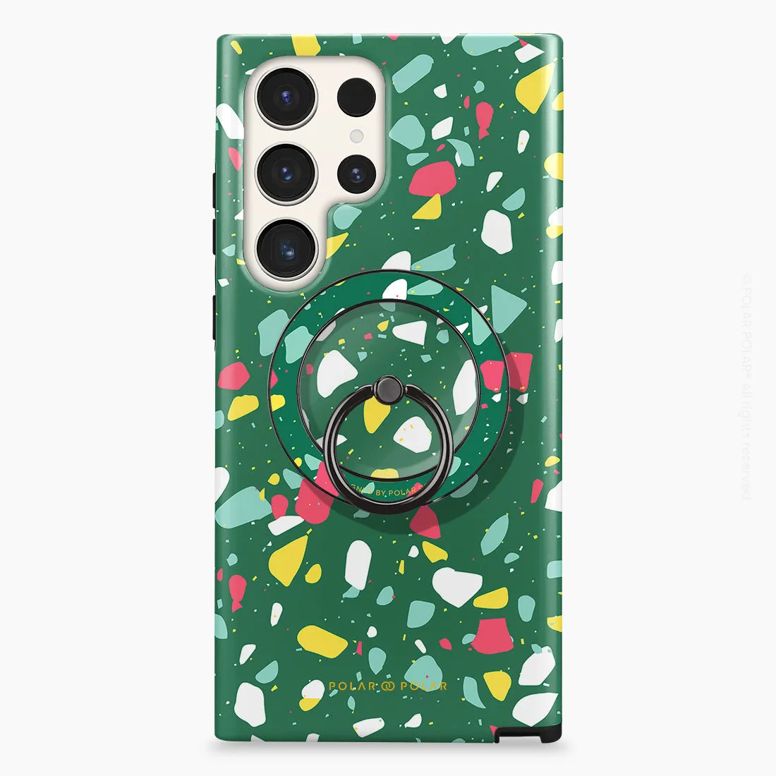 Greenfield Terrazzo - Black MagSafe Phone Grip and Ring Holder Stand