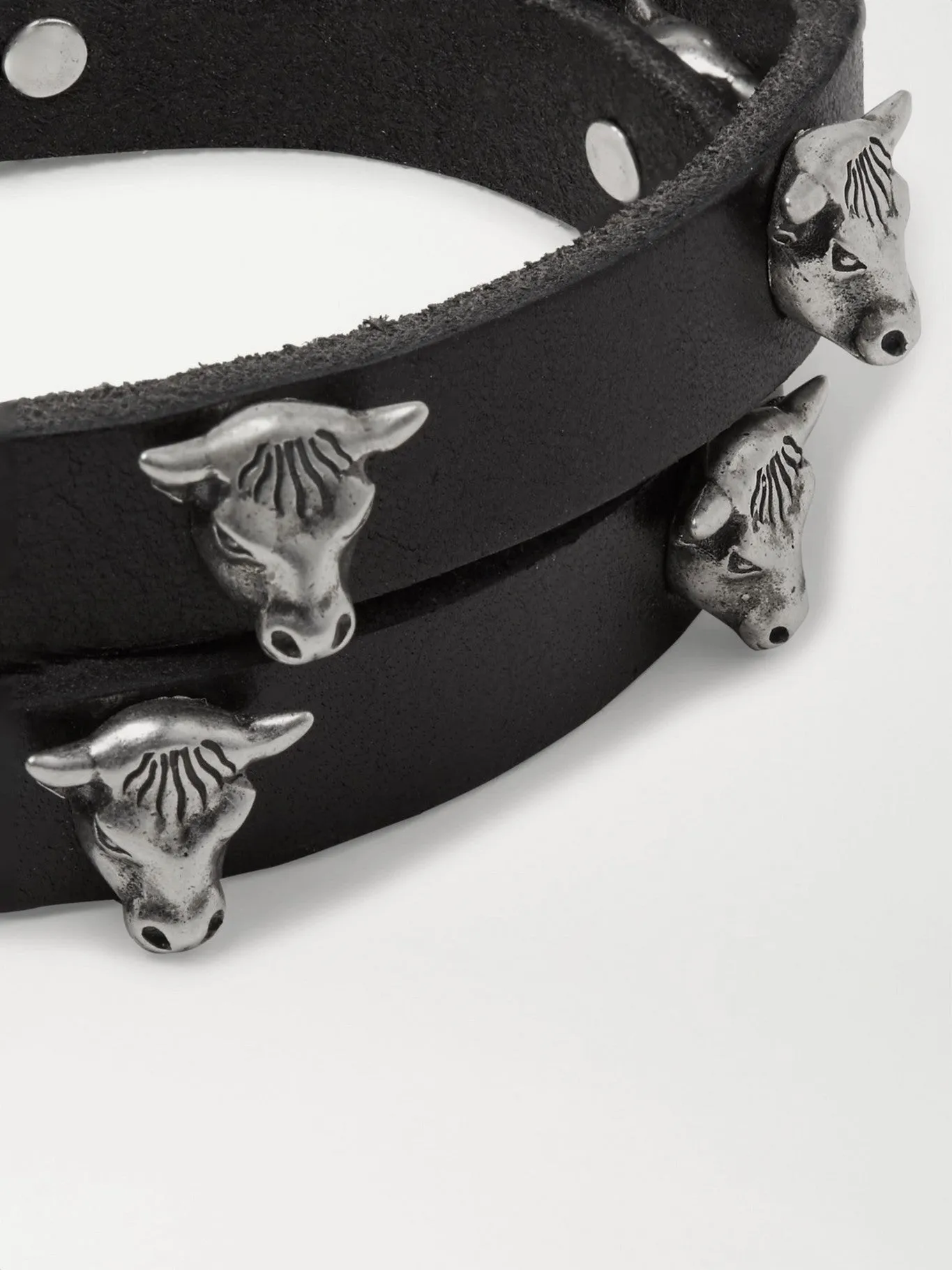Gucci Anger Forest Double Wrap Leather Bracelet in Black
