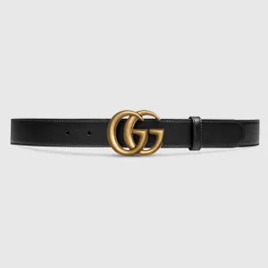 Gucci Black Belt with GG Buckle