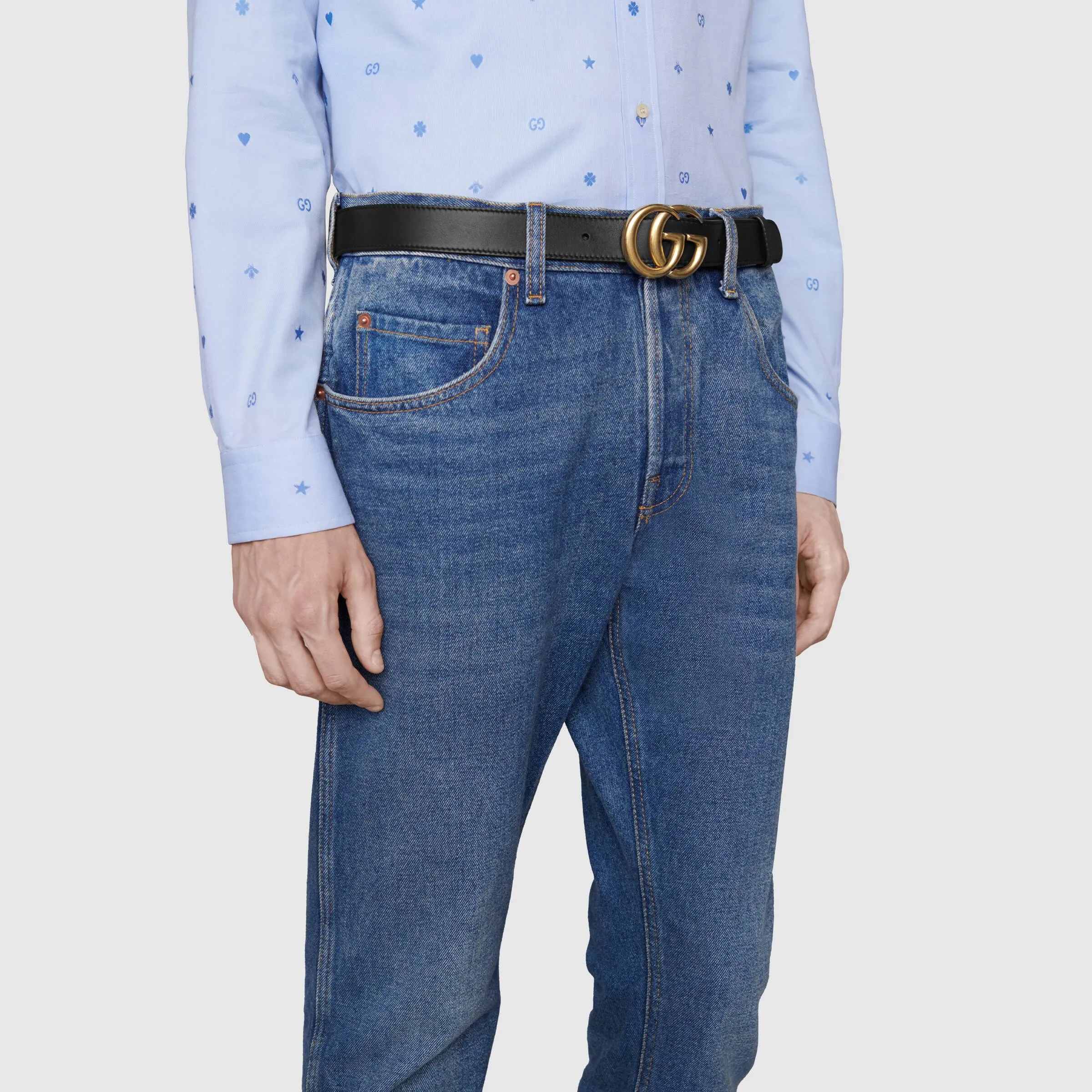 Gucci Black Belt with GG Buckle