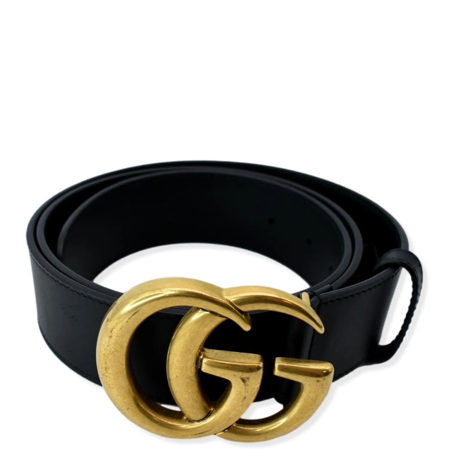 GUCCI  Double G Buckle Leather Belt Black 397660
