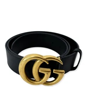 GUCCI  Double G Buckle Leather Belt Black 397660