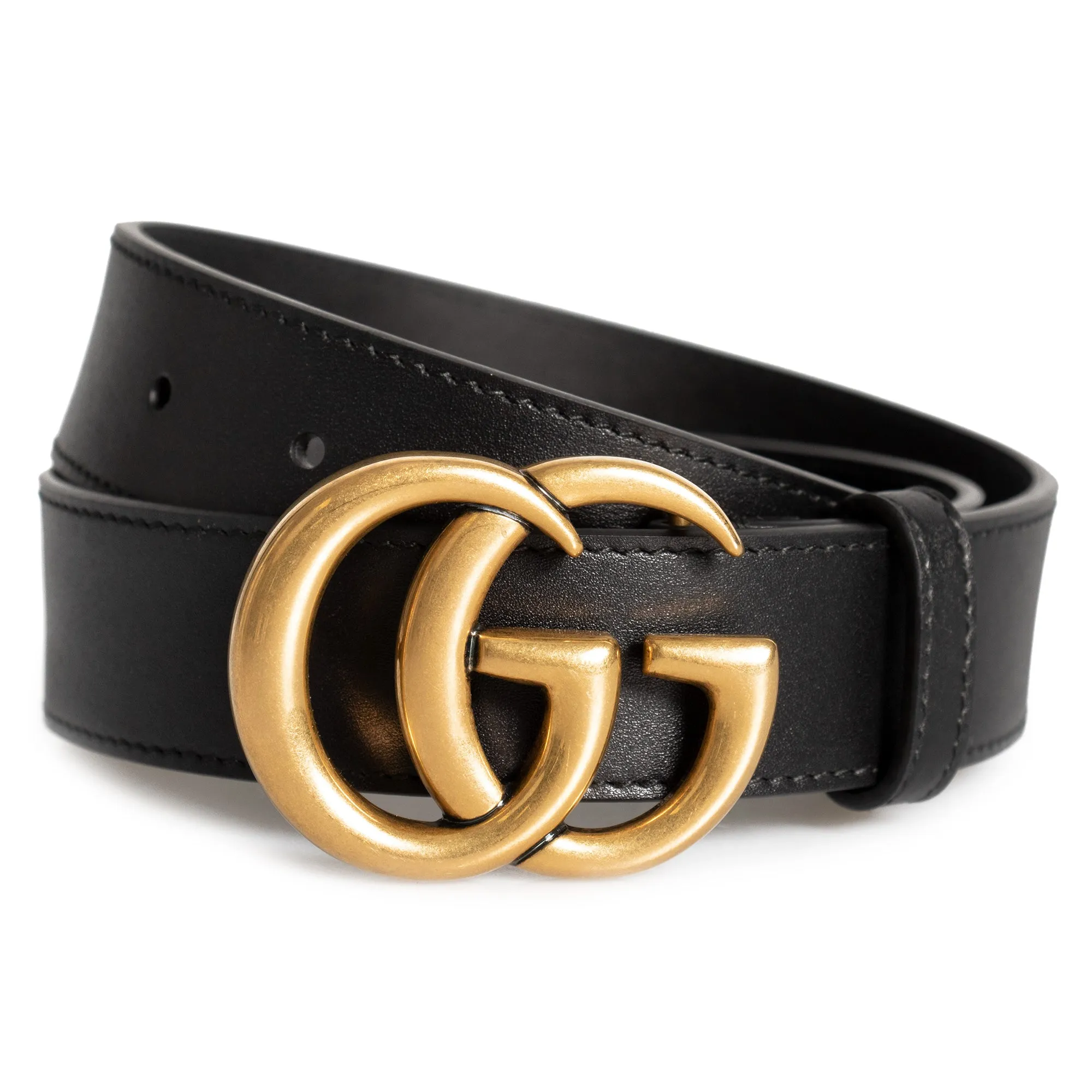 Gucci Double GG Buckle Leather Belt