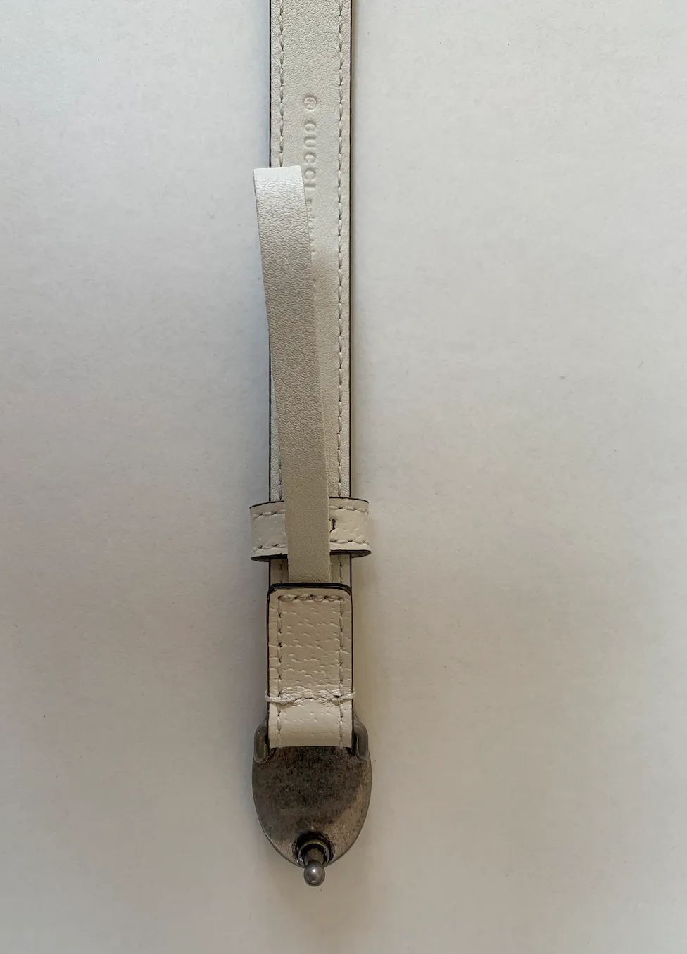 Gucci Leather Belt with Oval Enameled Buckle in White