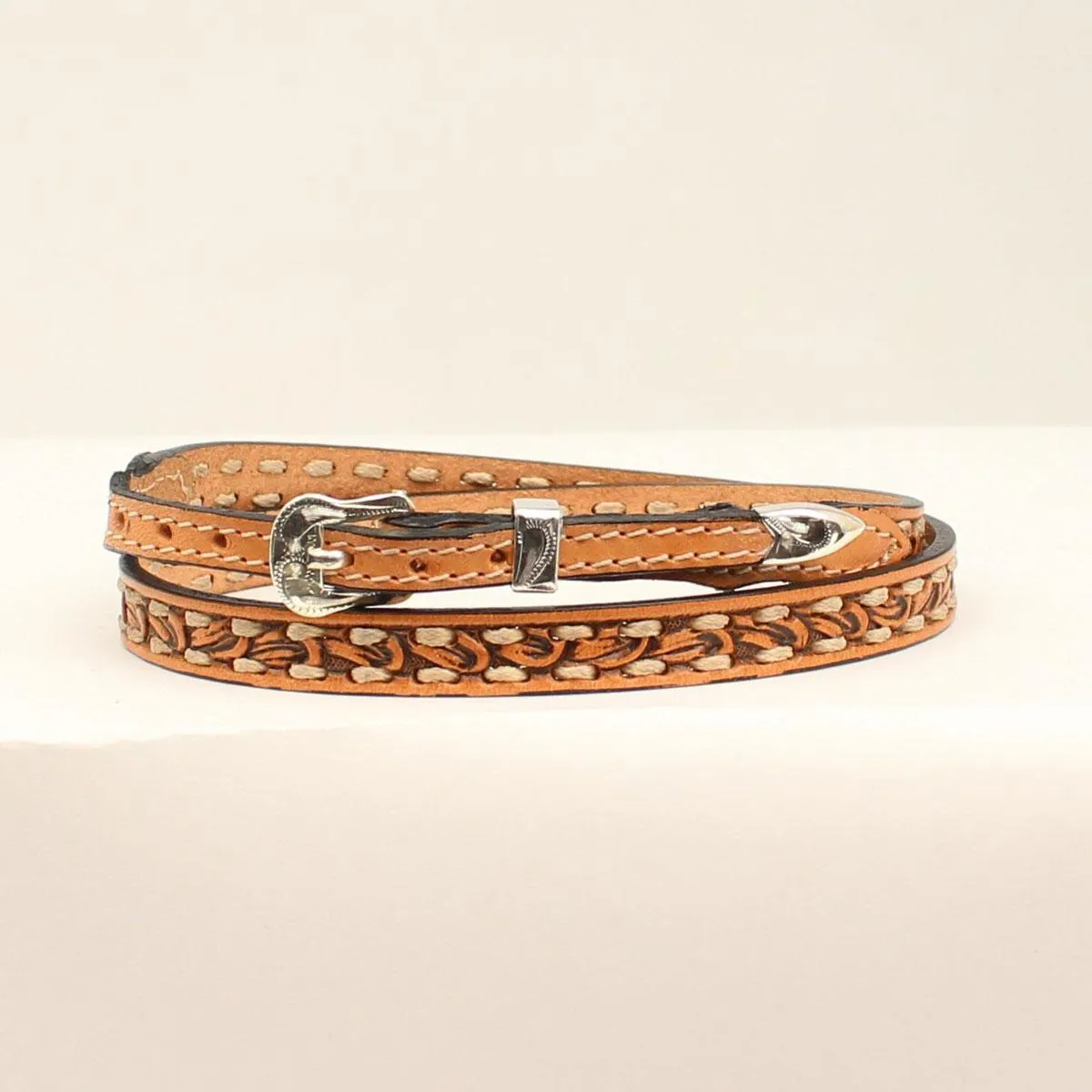 HATBAND 3/8"-1/4" TAPERED EMB LACED EDG NT