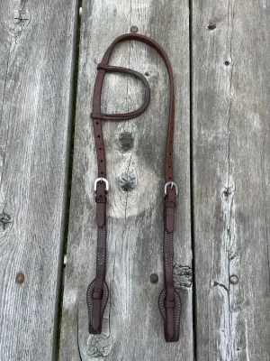 Heavy Oiled leather one ear headstall with quick change bit loops