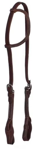 Heavy Oiled leather one ear headstall with quick change bit loops