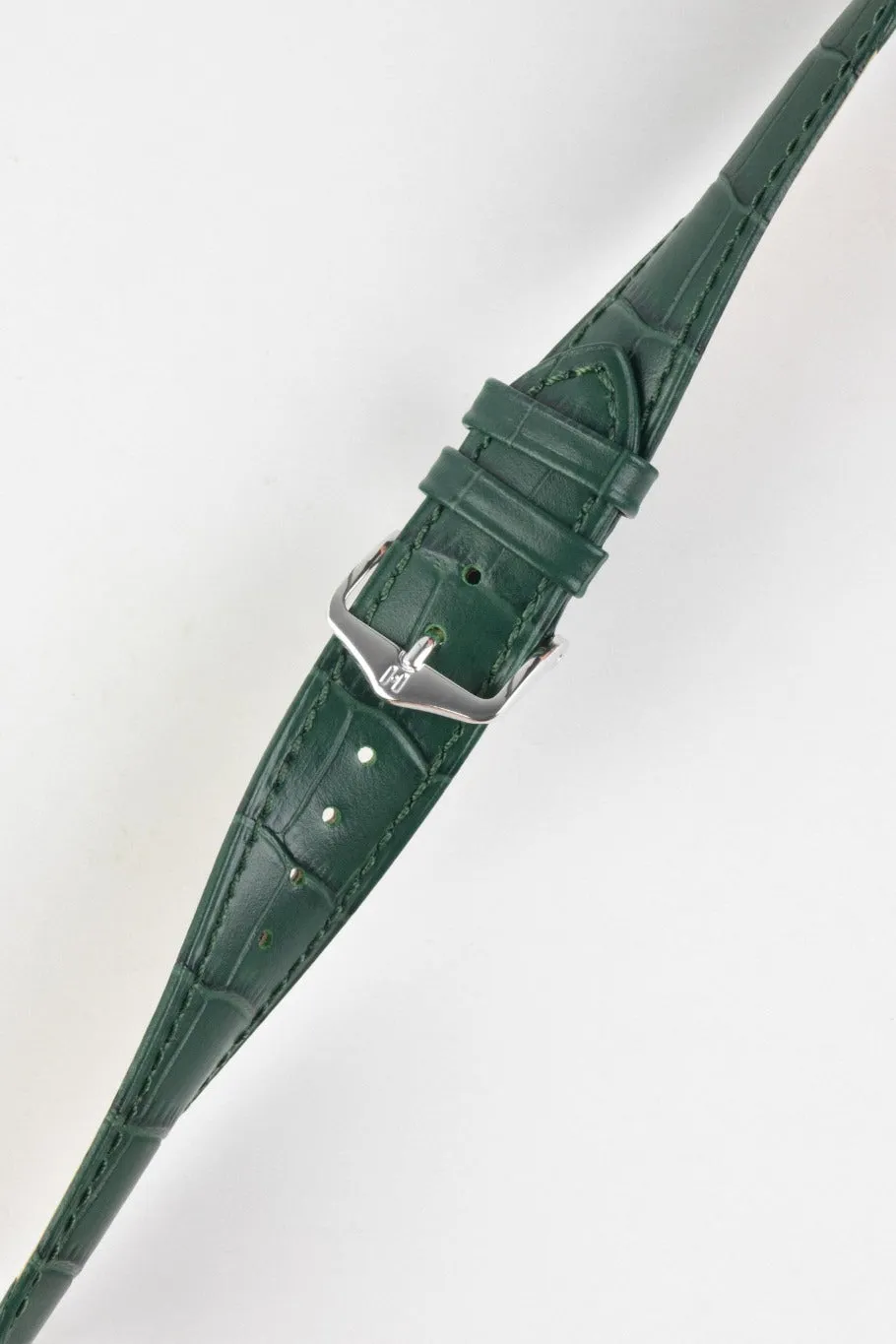 Hirsch DUKE Alligator Embossed Leather Watch Strap in GREEN