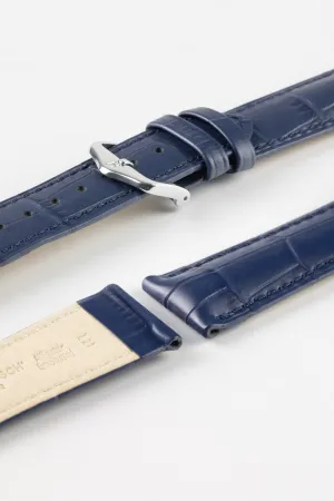 Hirsch DUKE NQR Alligator Embossed Leather Watch Strap - BLUE