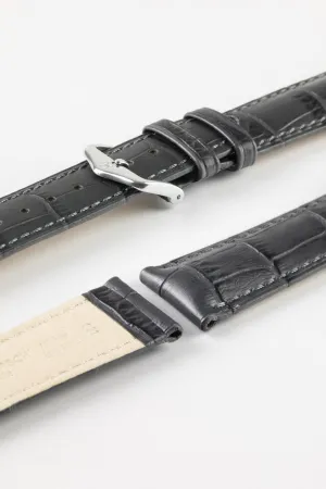 Hirsch DUKE NQR Alligator Embossed Leather Watch Strap - GREY