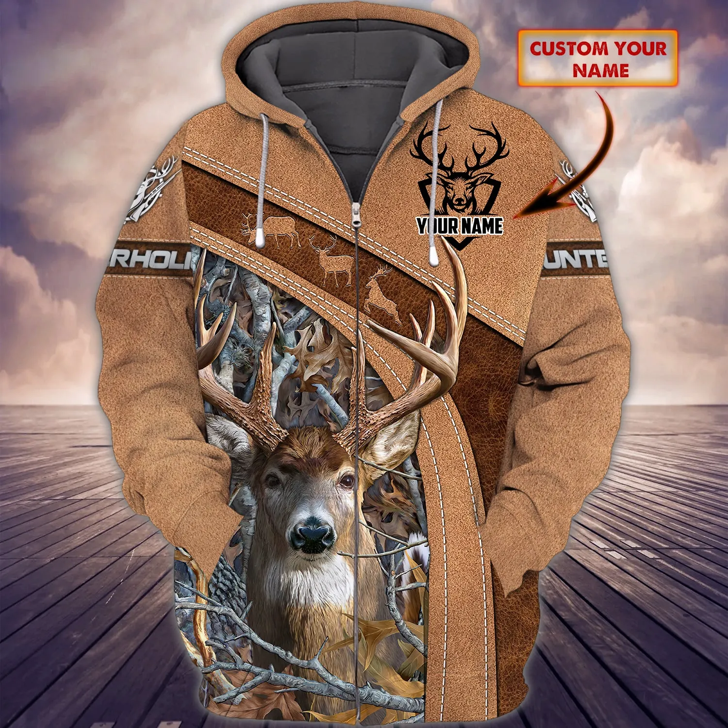 Hunting - Personalized Name 3D Zipper Hoodie - 127